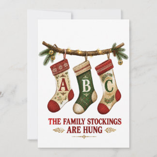 Cozy Vintage Christmas Stockings Card Kort