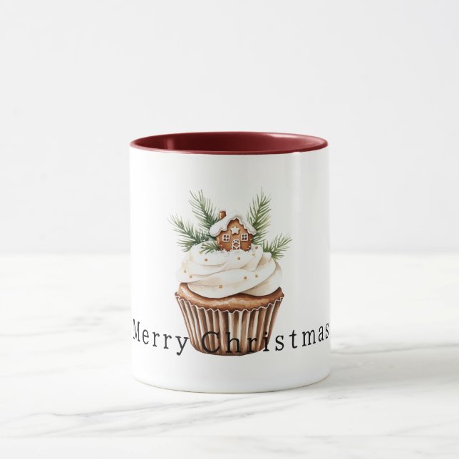 Cozy Warm Christmas Gingerbread House Cupcake Mugg (Center)