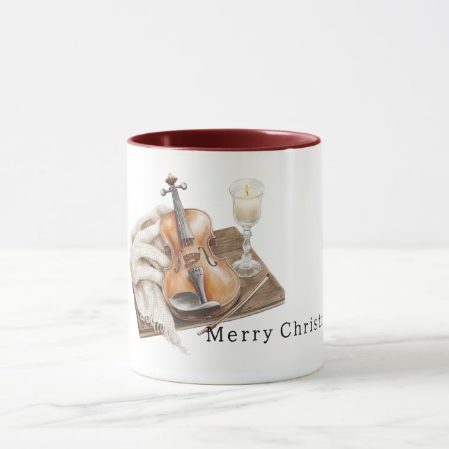 Cozy Warm Christmas Violin Candle Mugg (Center)