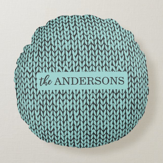 Cozy Warm Knit Pattern Winter Throw Pillow Rund Kudde (Framsidan)