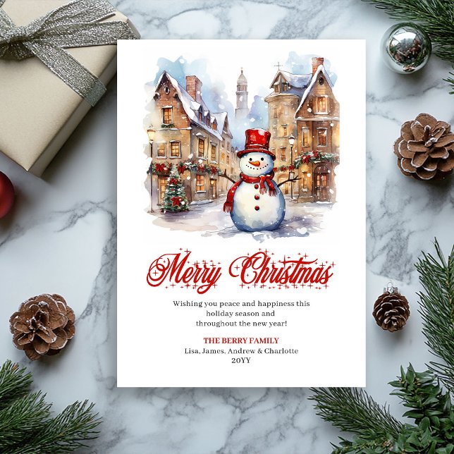 Cozy watercolor Christmas scene greeting card Julkort (Minimalist Cozy Christmas Scene Greeting Card)