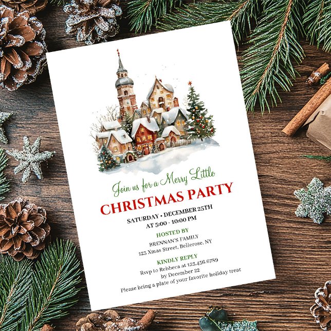Cozy watercolor Christmas scene party invitation Inbjudningar (Cozy watercolor Christmas scene party invitation

)