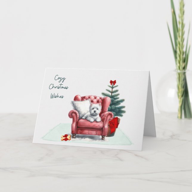 Cozy Westie Christmas Card Kort (Framsida)