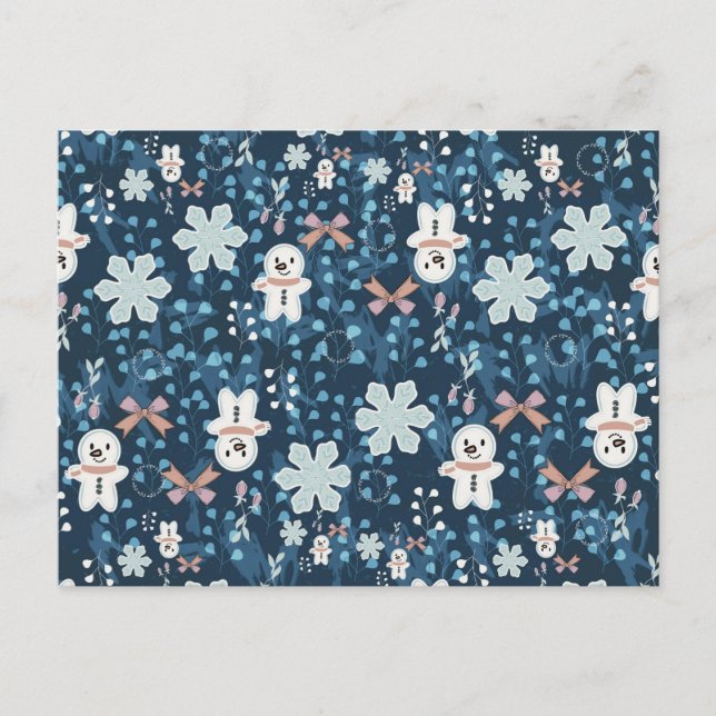 Cozy Whimsical Holiday Throw Pillow Vykort (Framsida)