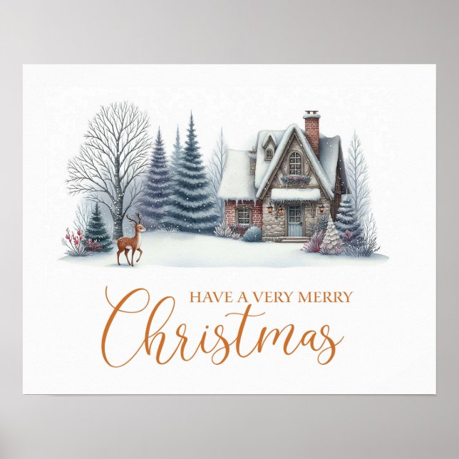 Cozy Winter Cabin “Have a Very Merry Christmas" Poster (Framsidan)