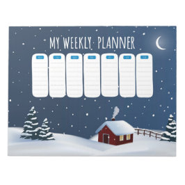 Cozy Winter Cabin Notepad | Snowy Night Stationery Anteckningsblock