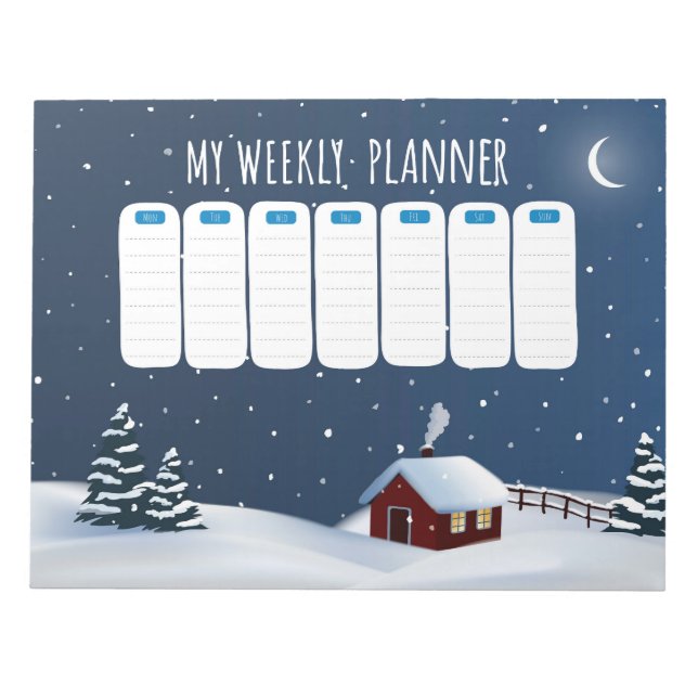 Cozy Winter Cabin Notepad | Snowy Night Stationery Anteckningsblock (Framsida)