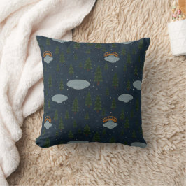 Cozy Winter Forest Pattern Throw Pillow Kudde