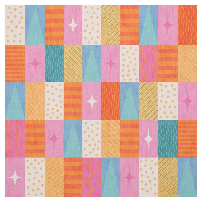 Cozy Winter Holiday Geometric Patchwork. Tyg (Provkarta)