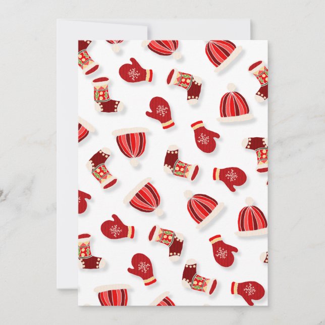 Cozy Winter Mittens and Hats white Inbjudningar (Framsida)