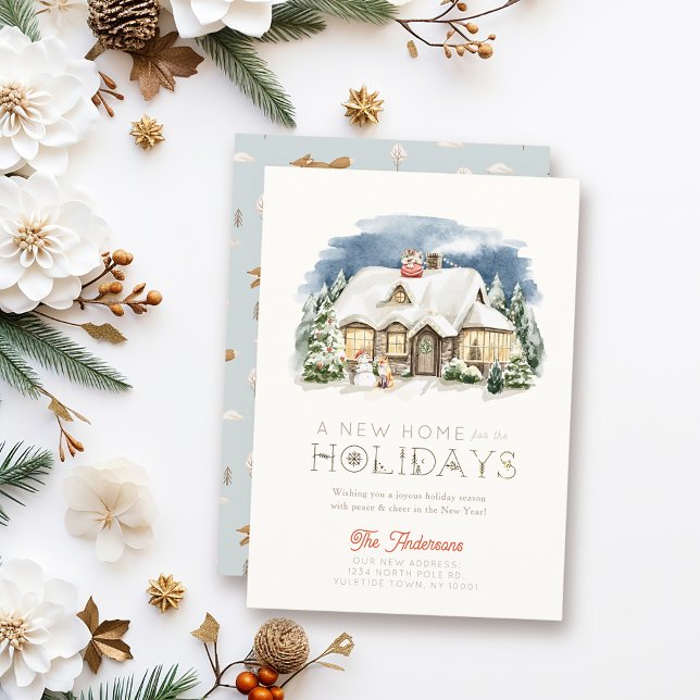 Cozy Winter New Home Fox Christmas Holiday Card Inbjudningar (Skapare uppladdad)