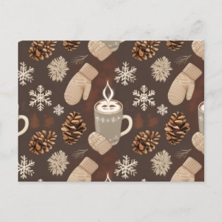 Cozy Winter Pattern-Minimalist Aesthetic Art Helg Vykort