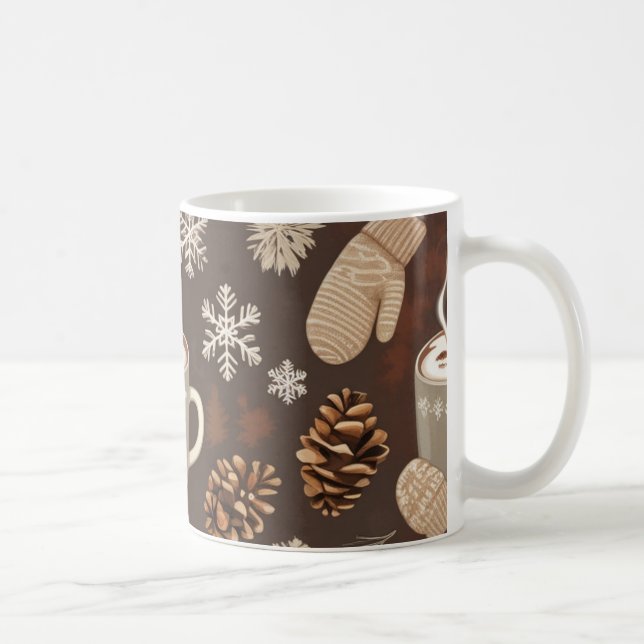 Cozy Winter Pattern-Minimalist Aesthetic Art Kaffemugg (Höger)