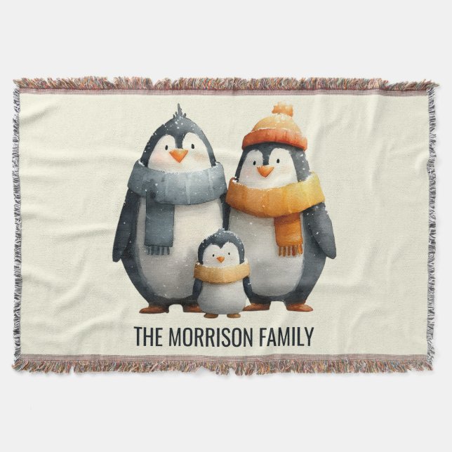 Cozy Winter Penguin Family Filt (Framsidan)