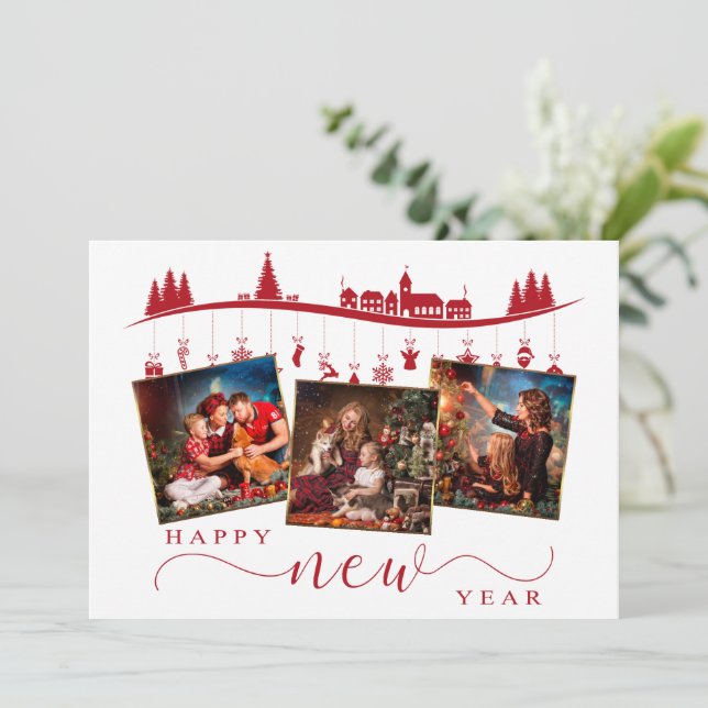 Cozy Winter Photo Greeting for Families Meddelande (Stående Fram)