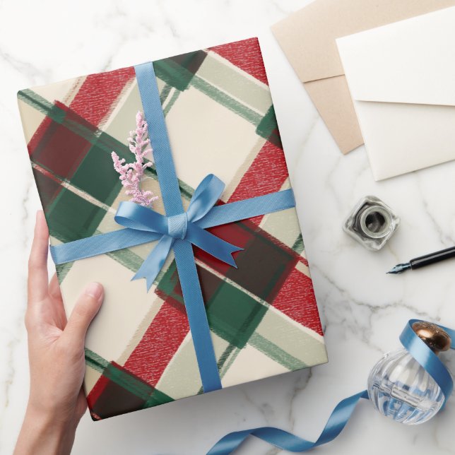 Cozy Winter Red Green Holiday Plaid Pattern Presentpapper (Gifting)