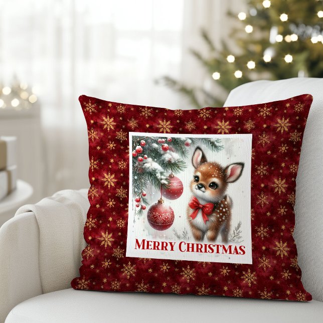 Cozy winter scene baby deer kids room decor  kudde (Cozy winter scene baby deer kids room decor (50))