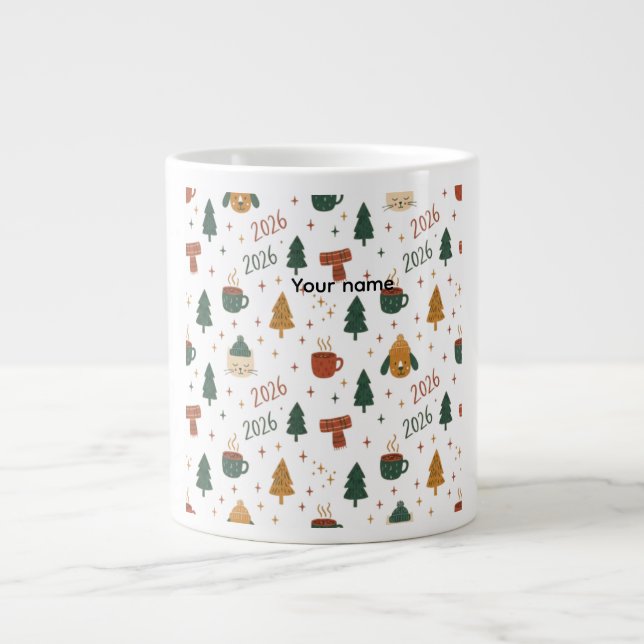 Cozy Winter Vibes 2026 - Cute Puppy and Kitten Chr Jumbo Mugg (Framsidan)