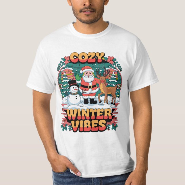 Cozy Winter Vibes Unisex T-Shirt, Holiday Shirt, C T Shirt (Framsida)