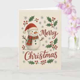 Cozy Winter Village Christmas Card – Warm Holiday Kort