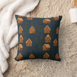 Cozy Winter Village Pattern Throw Pillow Kudde