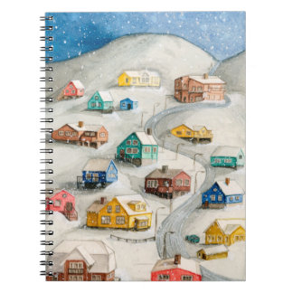 Cozy Winter Village Watercolor Anteckningsbok