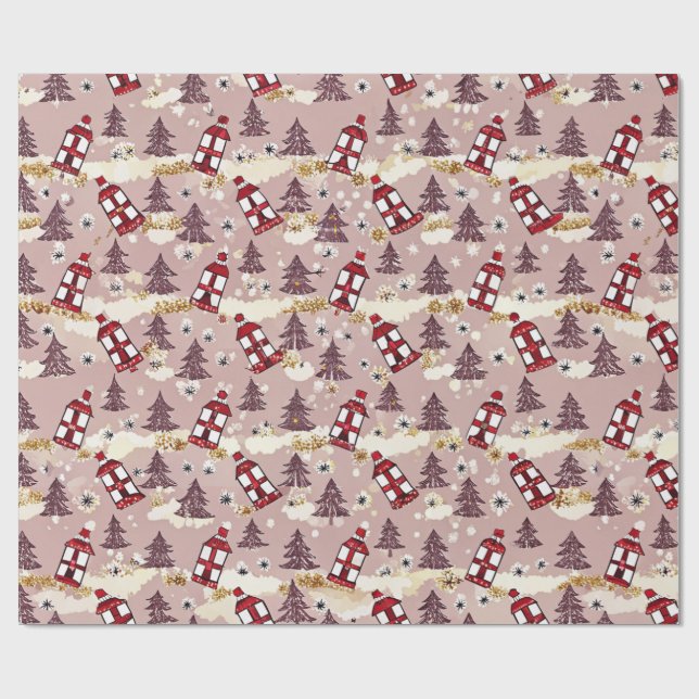 Cozy Winter Village Wrapping Paper Presentpapper (Platt)