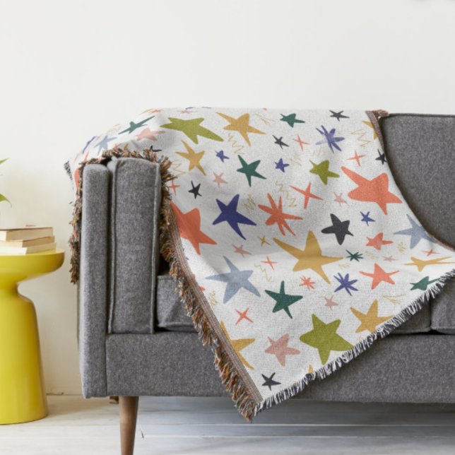 Cozy Winter With Vibrant Colorful Star Pattern Filt (Skapare uppladdad)
