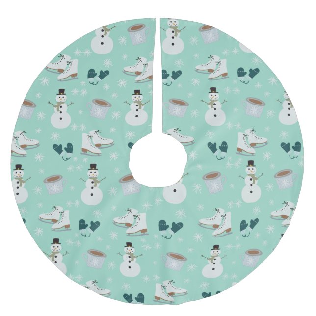 Cozy Winter Wonderland Tree Skirt Julgransmatta Borstad Polyester (Framsidan)