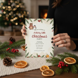 Cozy Woodland Christmas Party Invitation Inbjudningar
