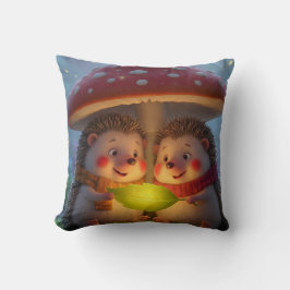 Cozy Woodland Hedgehog Fantasy Throw Pillow Kudde