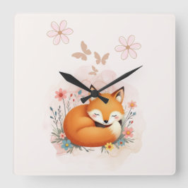 Cozy Woodland Nursery Fyrkantig Klocka