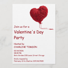 Cozy Yarn Heart for Valentines Inbjudningar