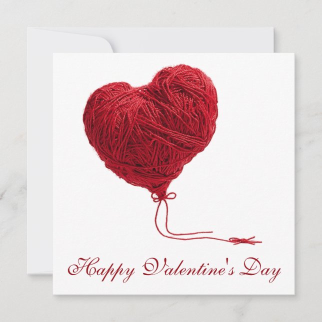Cozy Yarn Heart for Valentines Kort (Framsida)