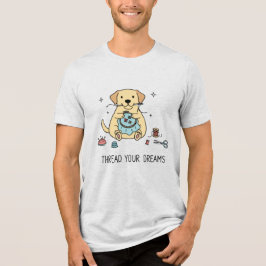 Cozy Yellow Labrador Dog Embroidery Cute Crafting T Shirt