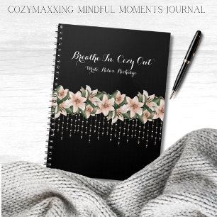 Cozymaxxing Mindful Moments Dagbok Svart & Blommig Anteckningsbok
