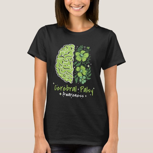 CP Brain Damage Cute Flowers Cerebral Palsy Awaren T Shirt (Framsida)