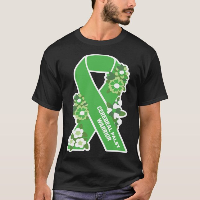 CP Green Ribbon and Flowers Women s Cerebral Palsy T Shirt (Framsida)