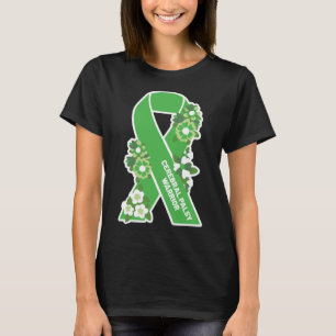 CP Grönt Ribbon and Flowers Women Cerebral Palsy T Shirt