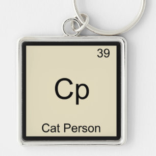 Cp - Kattperson Rollig Kemielement Symbol T-Shirt Fyrkantig Silverfärgad Nyckelring