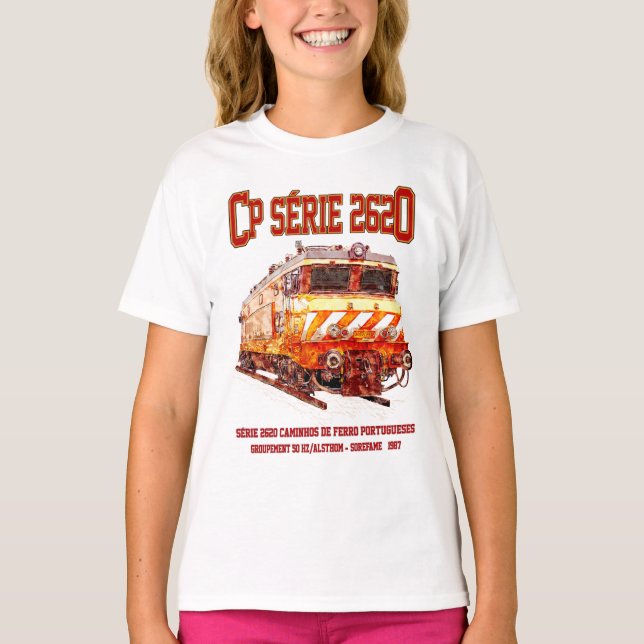 CP Serie 2620 Electric Locomotive Nez-Casse Loco T Shirt (Framsida)