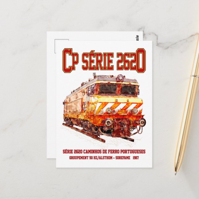 CP Serie 2620 Electric Locomotive Nez-Casse Loco Vykort (Fram/Back In Situ)