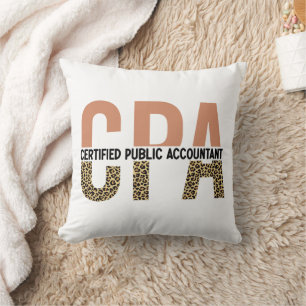 CPA Auktoriserad Public Accountant Leopard Print Kudde