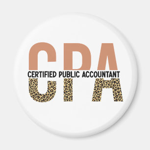 CPA Auktoriserad Public Accountant Leopard Print Magnet