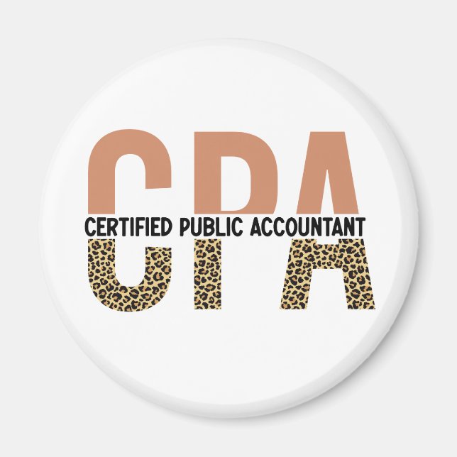 CPA Auktoriserad Public Accountant Leopard Print Magnet (Framsidan)
