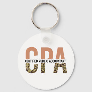 CPA Auktoriserad Public Accountant Leopard Print Nyckelring