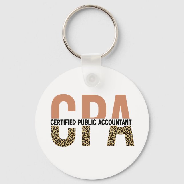 CPA Auktoriserad Public Accountant Leopard Print Nyckelring (Framsida)