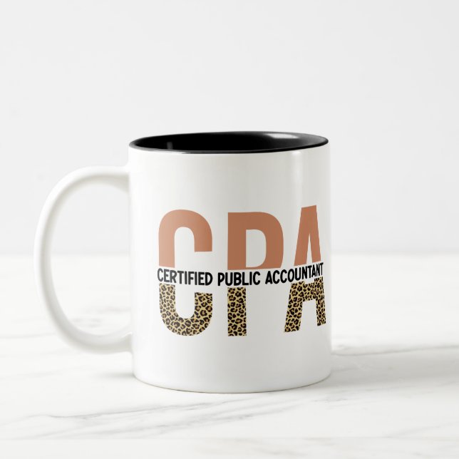 CPA Auktoriserad Public Accountant Leopard Print Två-Tonad Mugg (Vänster)