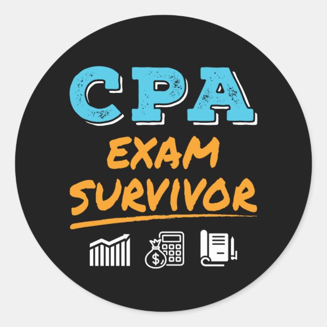 CPA Exam Survivor Runt Klistermärke (Framsida)