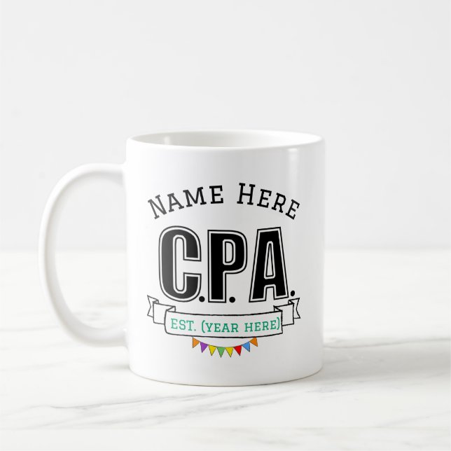 CPA Gift Personlig med Namn Kaffemugg (Vänster)